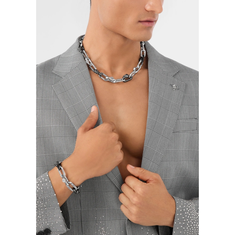 Philipp Plein Mittellange Halskette Halskette Plein Edge silber(Image 3)