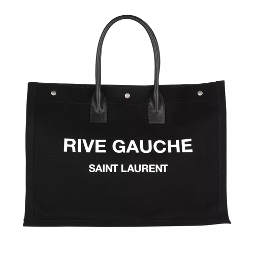 Saint Laurent Rive Gauche Tote Bag Cotton Black Boodschappentas