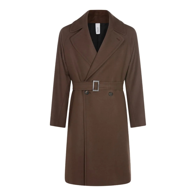 Hevo Bontjassen Double-Breasted Brown Tailored Coat With Matching  Grey