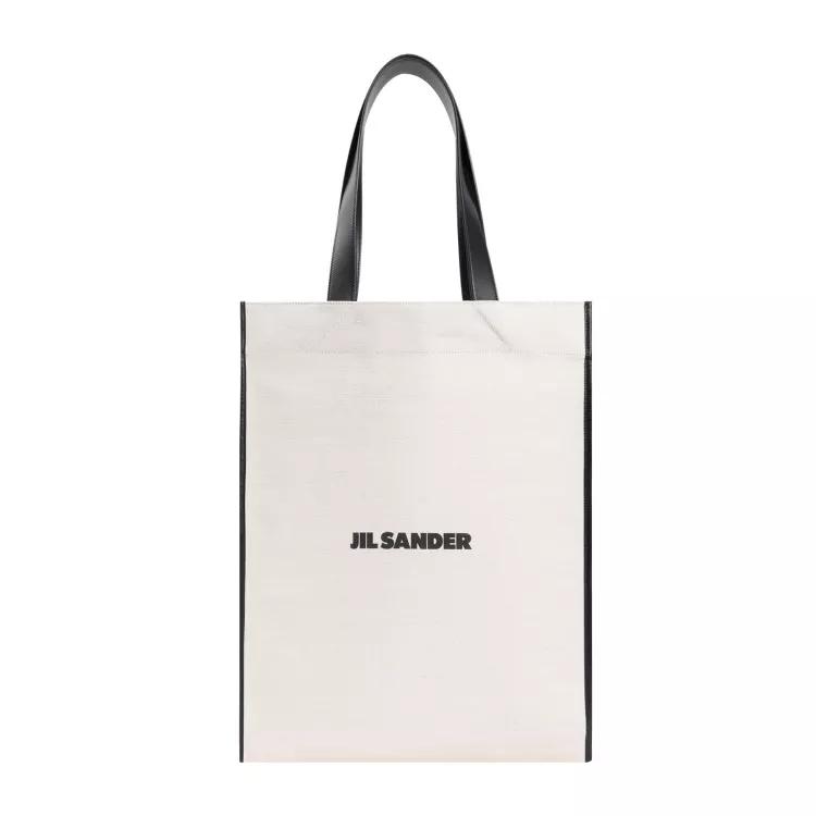 Jil Sander Totes - Natural White Cotton Border Book Tote Bag - Gr. unisize - in Weiß - für Damen