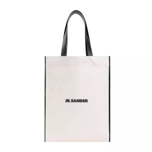 Jil Sander Natural White Cotton Border Book Tote Bag White Tote