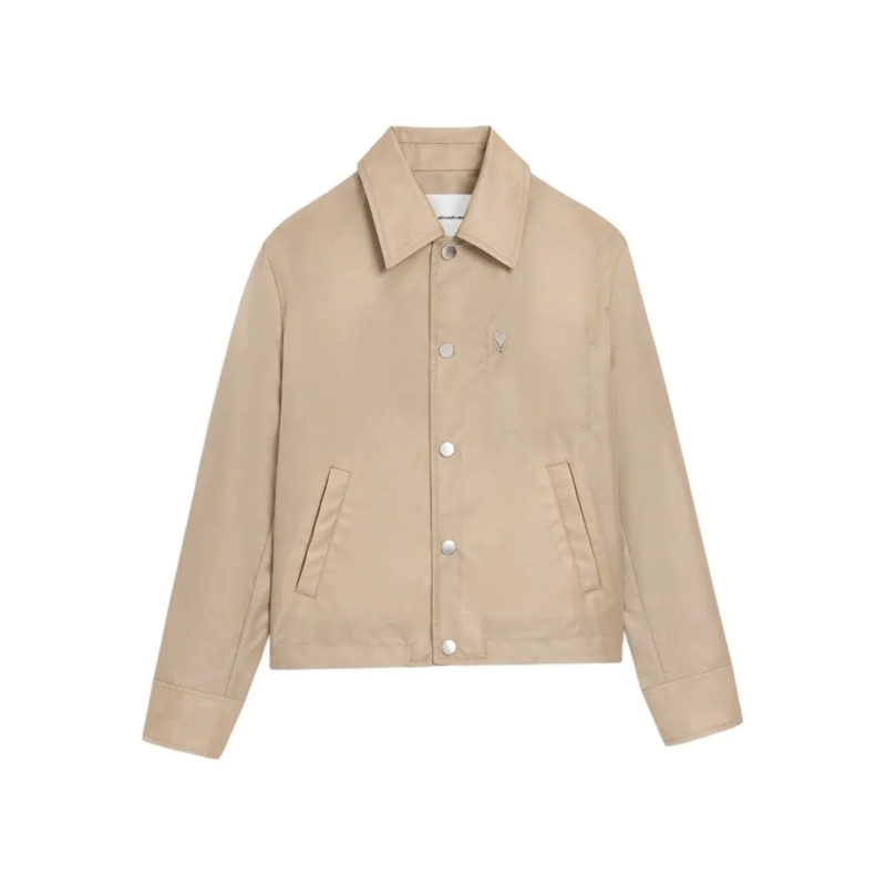 AMI Paris  Beige Water-Repellent Jacket With Minimalist Desig Neutrals