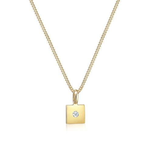 Elli Halskette Viereck Anhänger Diamant (0.015 ct) 585e gold Mittellange Halskette