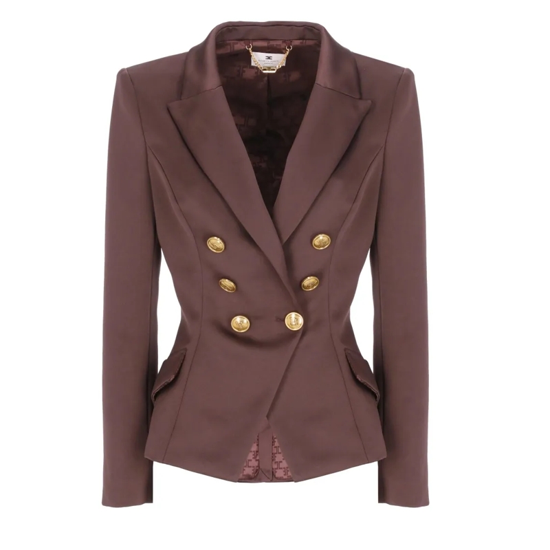 Elisabetta Franchi Blazer Duchesse Blazer With Jewel Buttons Grey