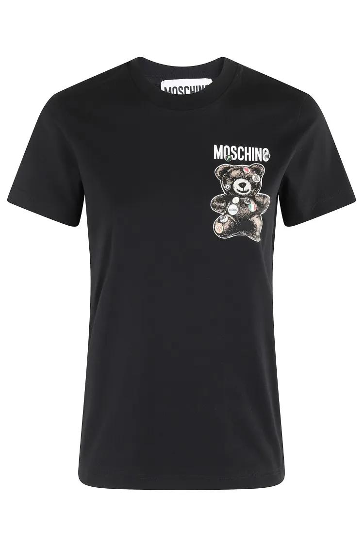 Thumbnail - Moschino - Playful Black Cotton T-Shirt With Iconic Bear Desi - Größe XS - schwarz