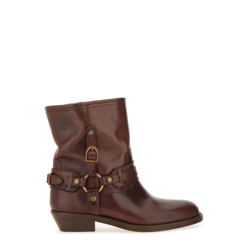 Isabel Marant Bottes de motard "Ildred" Boots Brown