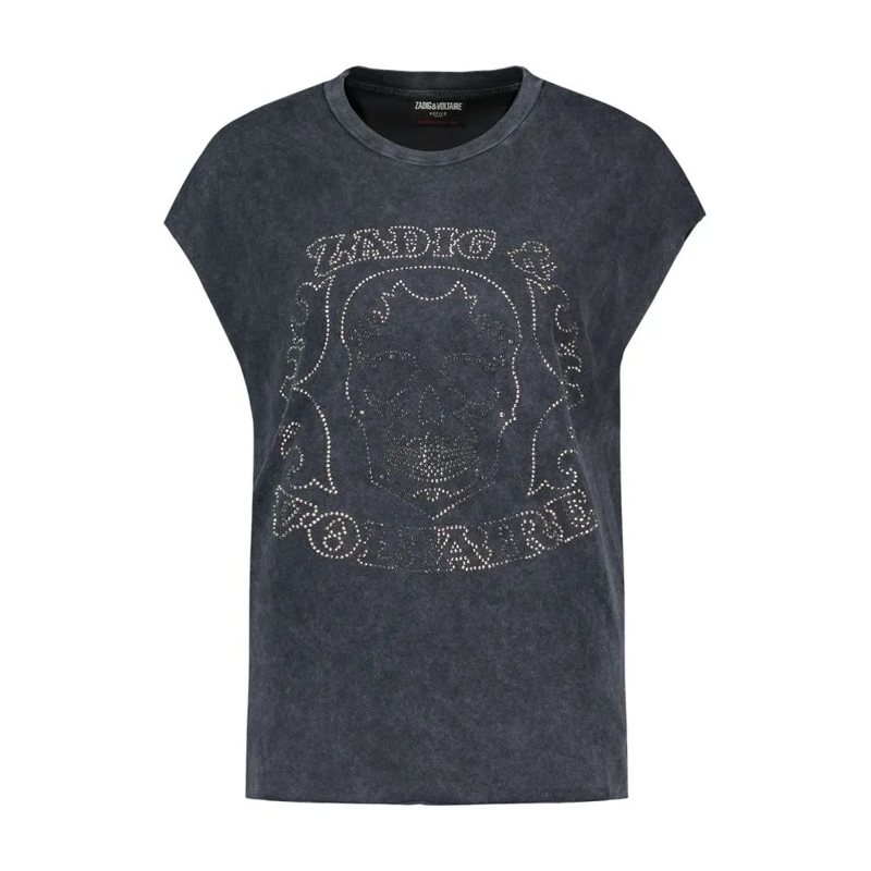 Zadig & Voltaire T-Shirt Cloe Hc Skull Strass T-Shirt - Cotton - Blue Blue