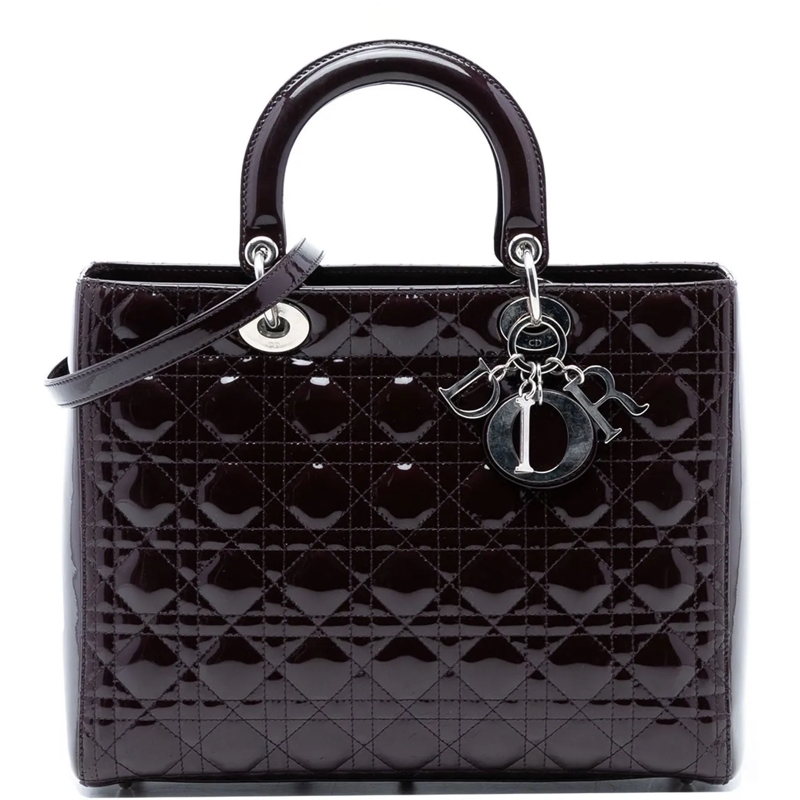 Christian Dior Schultertasche Large Patent Cannage Lady Dior lila