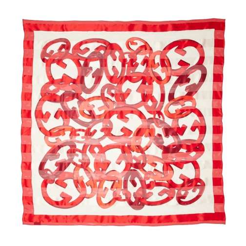 Gucci Interlocking G Chain Print Silk Scarf Ivory/Red Leichter Schal