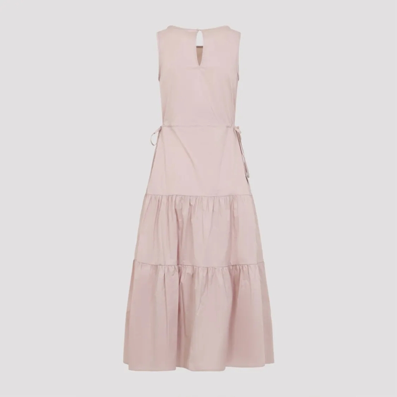 Peserico Midi-jurk Sleeveless Midi Dress With Tiered Skirt Pink