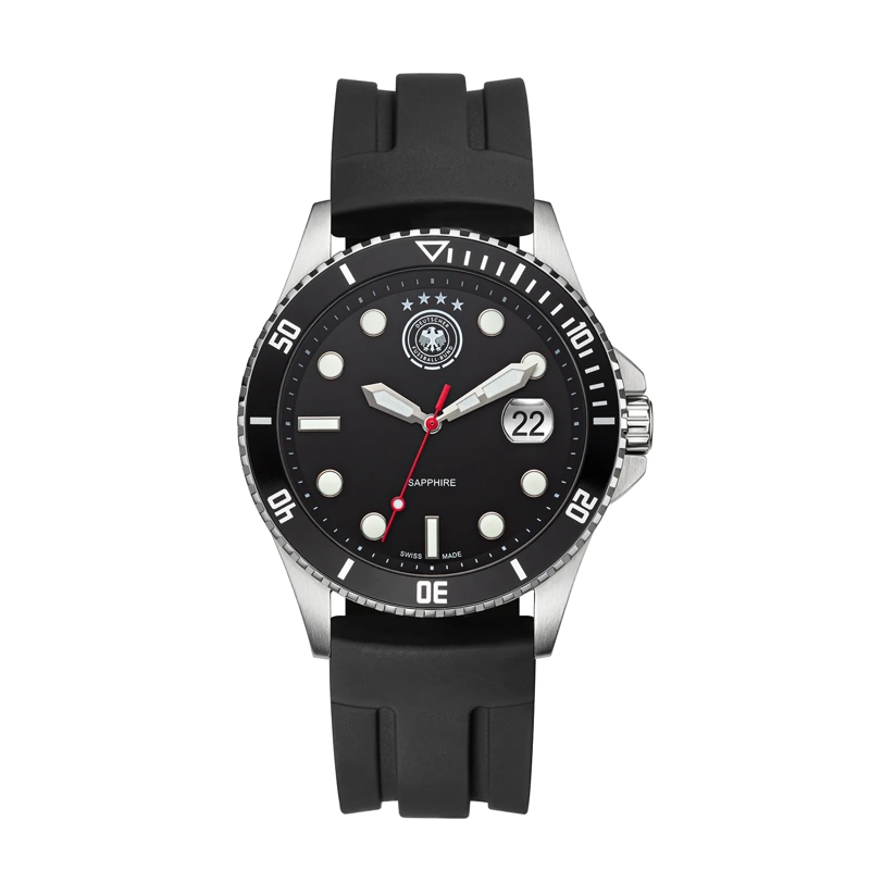 DFB Automatikuhr Quarzuhr DFB Herrenuhr mit Silikonarmband schwarz