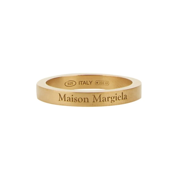 【Maison Margiela】Logo Ring Yellow Gold Buy Maison Margiela Gold Engraved Logo Ring in Yellow Gold