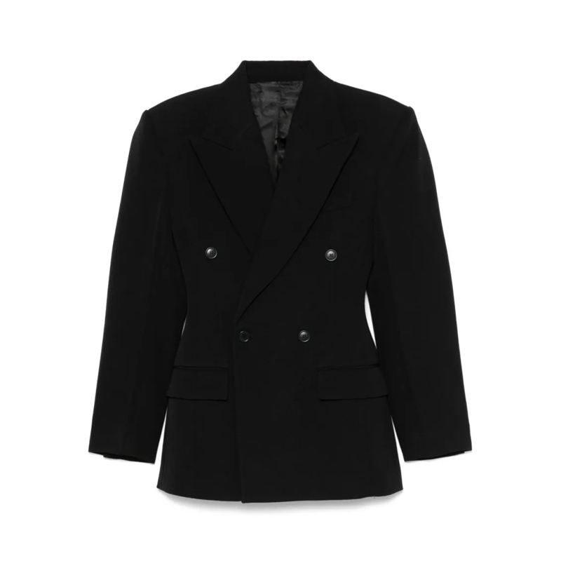 PHOEBE PHILO Blazer Structured Shoulder Tailored Jacket With Double-Br Black