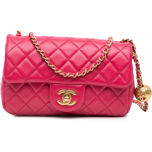 Chanel Sac à bandoulière 2020 Mini Rectangular Lambskin Pearl Crush Flap rose
