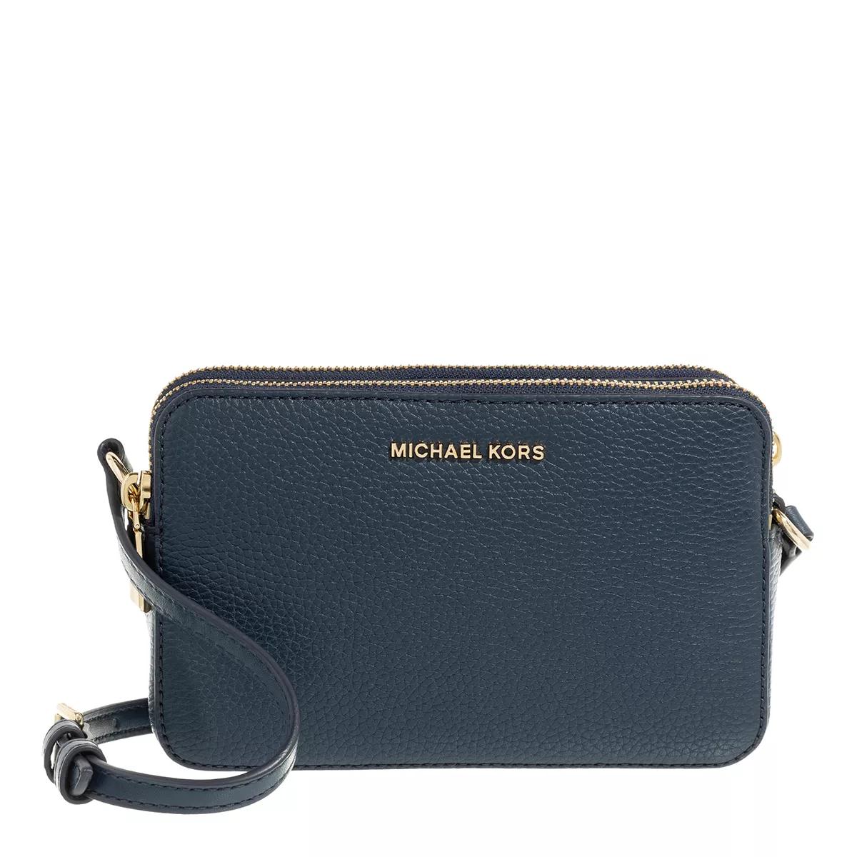 Michael Kors Jet Set Large Leather Crossbody Bag (Navy): Handbags