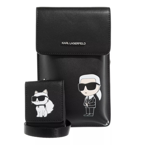 Karl Lagerfeld Ikonik Leather Multpouch Black Phone Bag