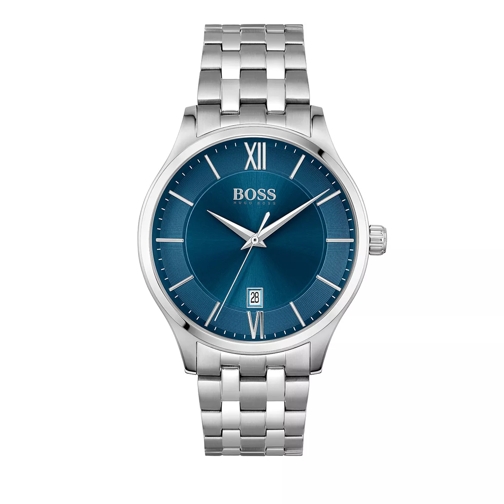 Boss Watch Elite Silver Blue Quartz Horloge