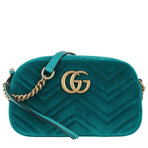 Gucci GG Marmont Small Velvet Turquoise Kameraväska