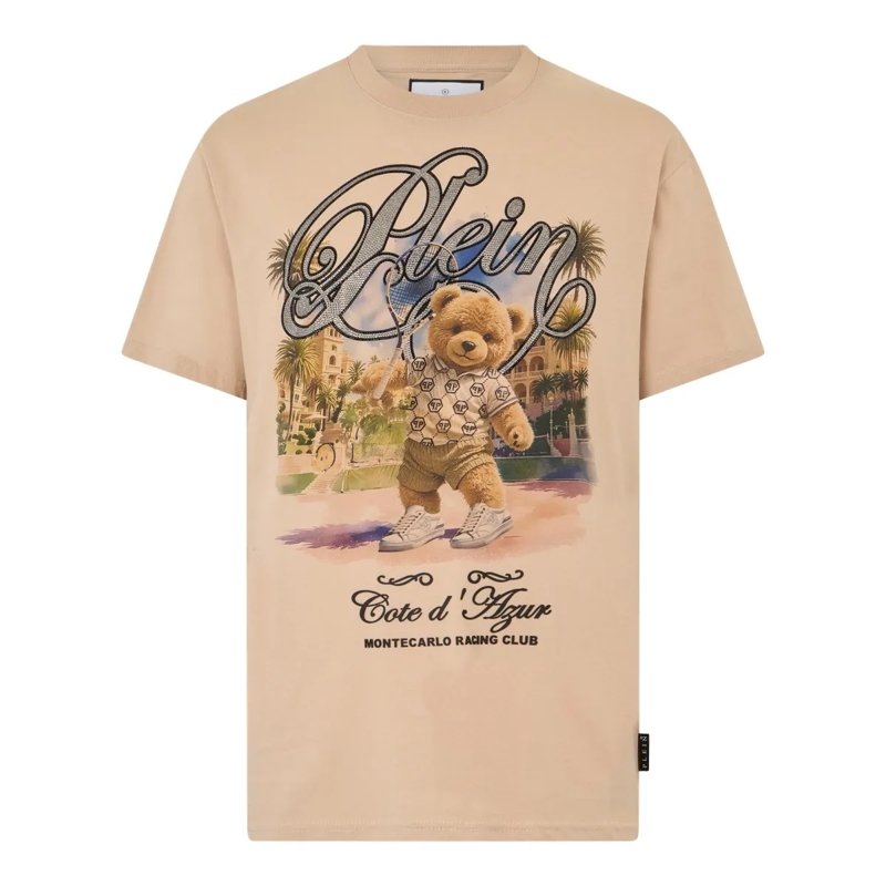 Philipp Plein T-Shirt Round Neck T-Shirt Teddy Tennis beige
