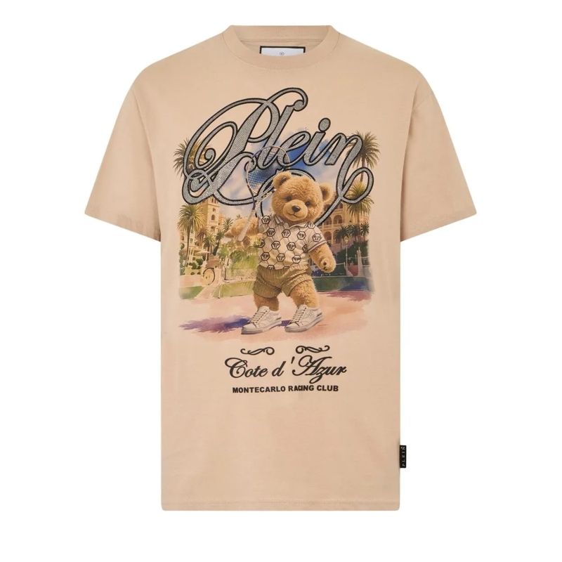 Philipp Plein T-Shirt Round Neck T-Shirt Teddy Tennis beige