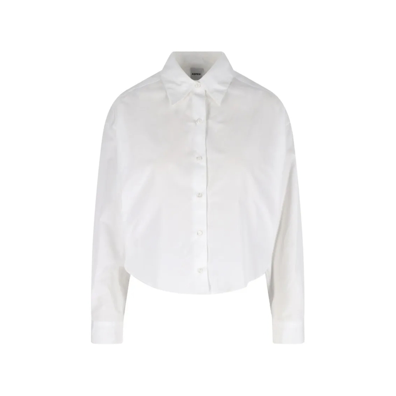 Aspesi Overhemd Cotton Shirt, White, Classic Collar, Front Button  White