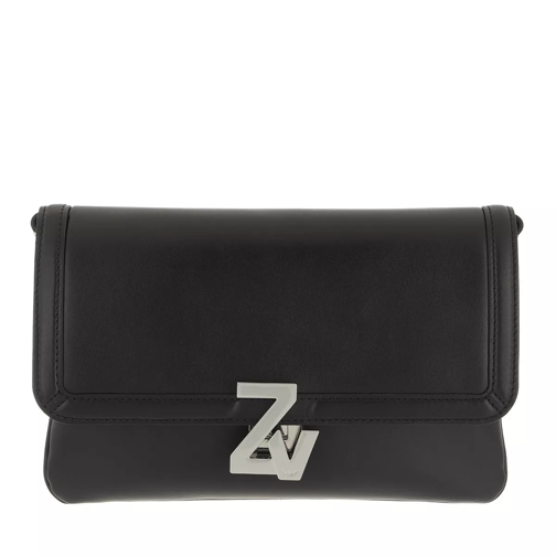 Zadig & Voltaire Intiale La Clutch Calfskin Noir Silver Crossbody Bag