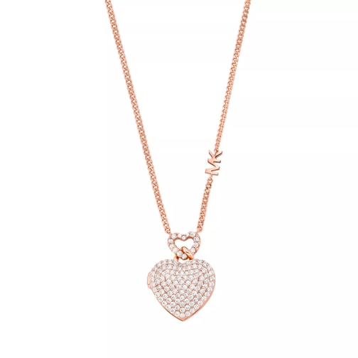 Michael Kors 14K Pavé Heart Locket Necklace Rose Gold Collana corta
