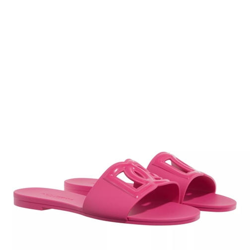 Dolce&Gabbana Rubber Beachwear Slides With DG Logo Sandal Pink Slipper