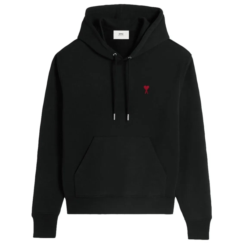AMI Paris  Hooded Cotton Sweatshirt Black