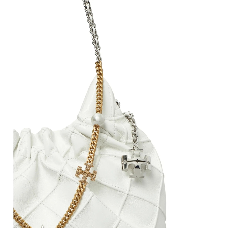 Tory Burch Hobo Bag Fleming Distressed Mini Hobo Bag Blanc(Image 3)