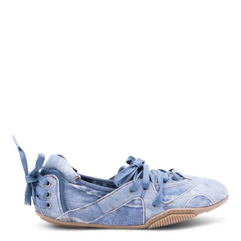 Acne Studios Ballerines Lace-Up Denim Flats Blue