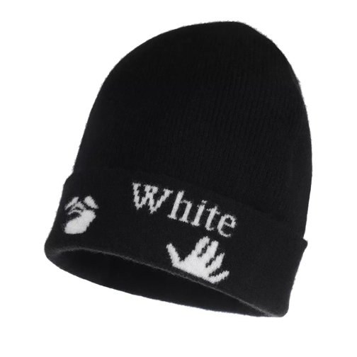 Off-White Felted Wool Beanie Hat Black White Stola