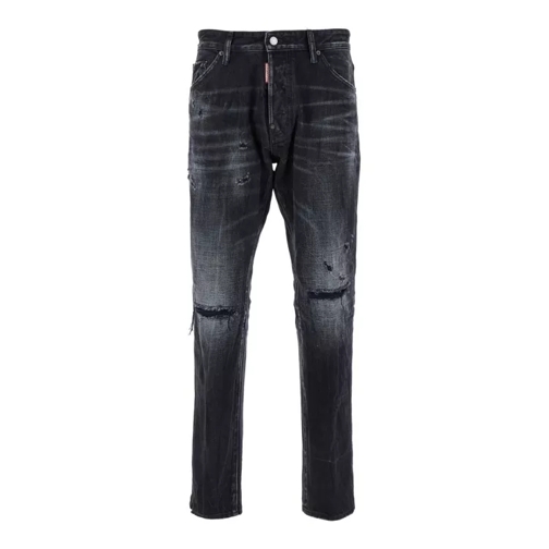 Dsquared2 Cool Guy' Black Five-Pocket Jeans With Rips In Cot Black 