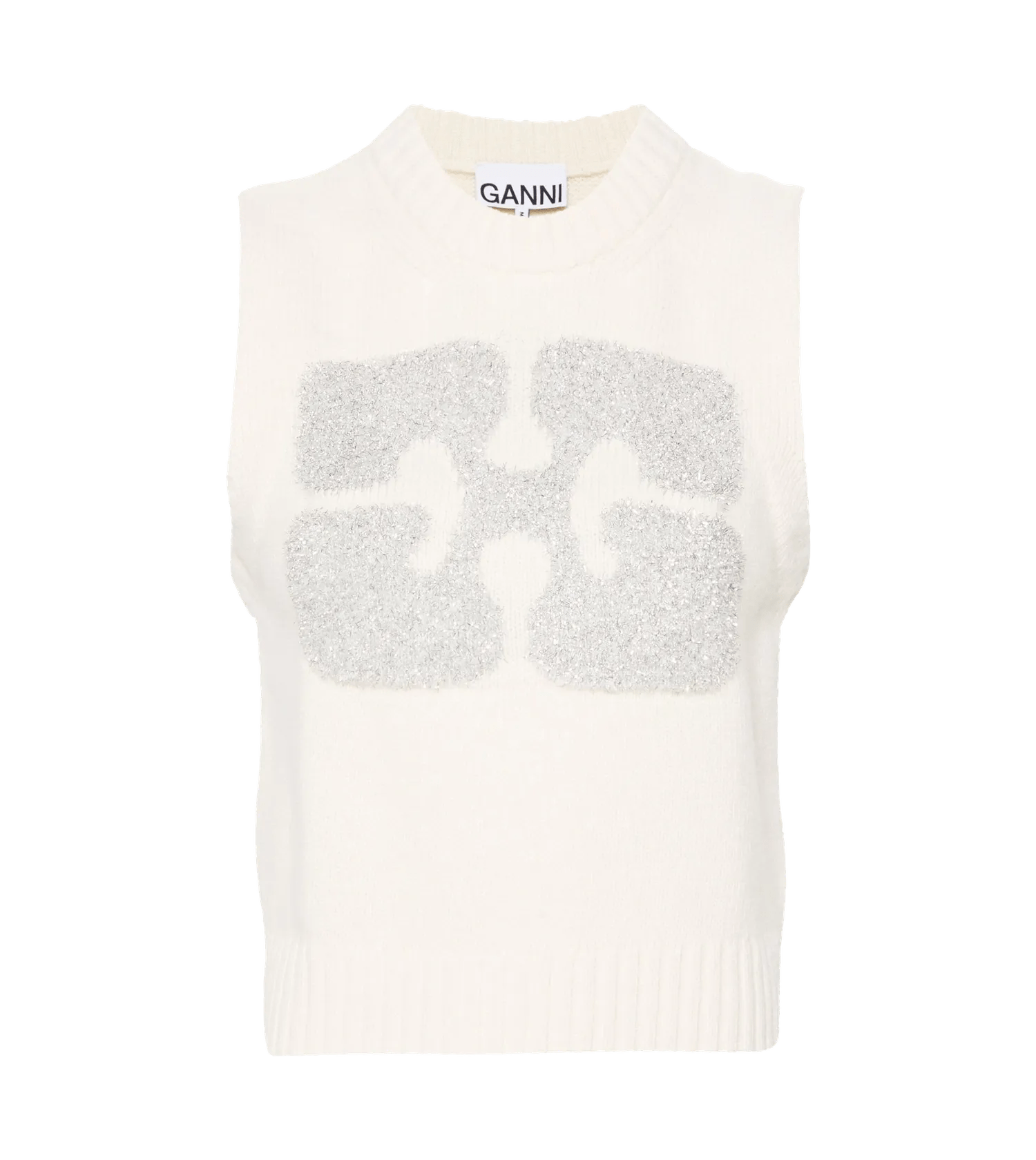 GANNI - Pullunder mit Glitter-Logo - Größe XS - multi