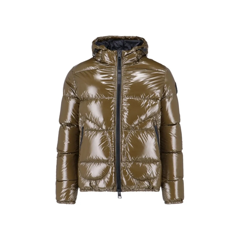 Herno Doudoune Quilted Hooded Down Jacket With Logo Patch Brown