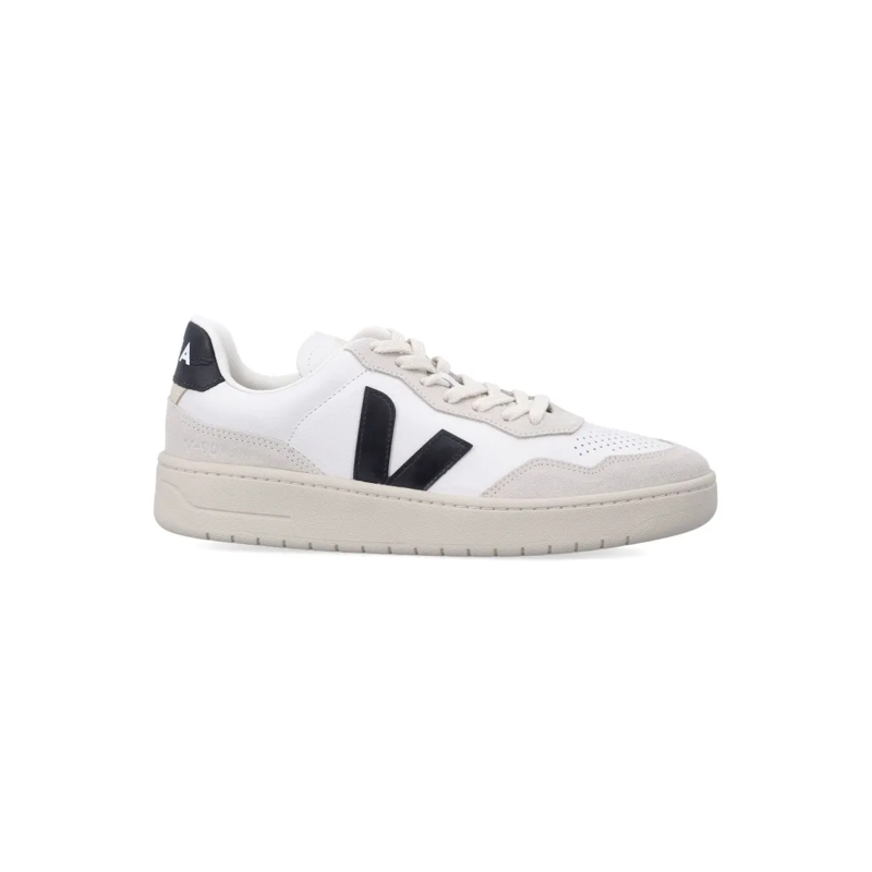Veja Low-Top-Sneaker V-90 White And Black Leather Sneakers White