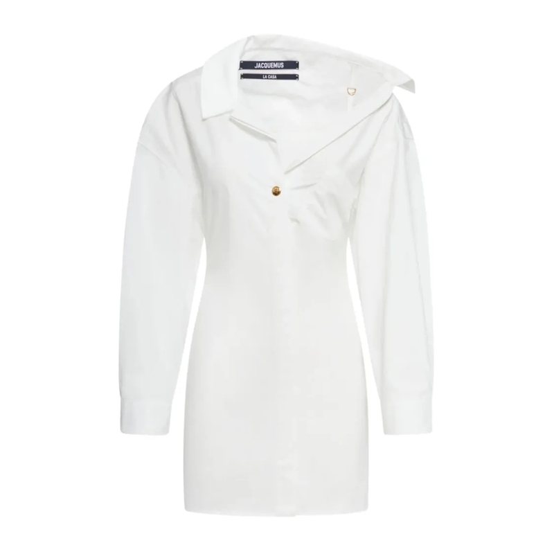 Jacquemus Mini-robe Refined White Mini Shirt Dress White