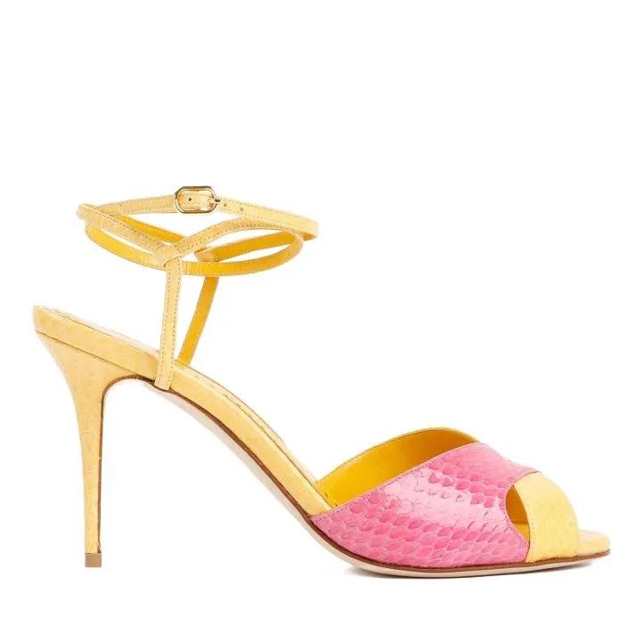 Manolo Blahnik Sandalen & Sandaletten - Yellow And Pink Mumbi Sandal - für Damen