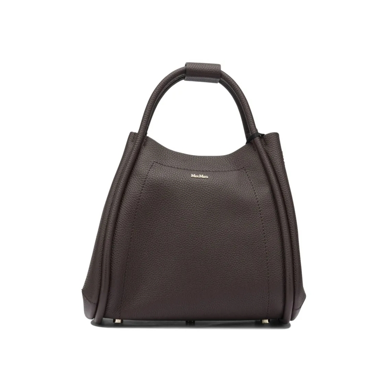 Max Mara Schultertasche Structured Bordeaux Leather Handbag With Gold-Tone Burgundy