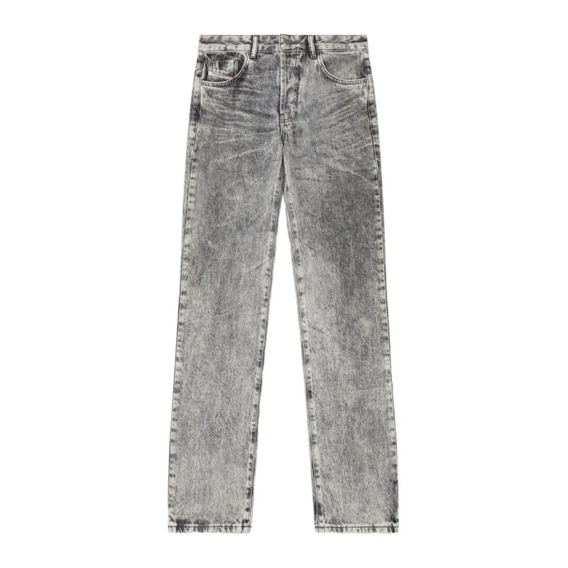 Diesel Jeans Relaxed Straight-Leg Jeans In Washed Grey Cotton Grey
