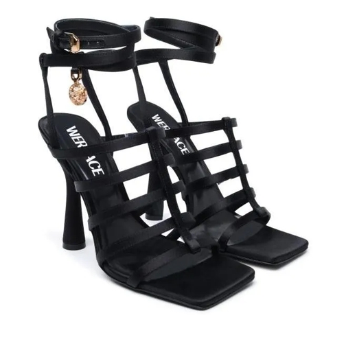 Versace Black Satin Sandals Black Sandaal