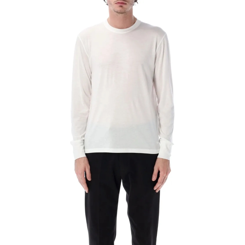 Tom Ford Langärmeliges Oberteil Long Sleeve T-Shirt With Fitted Cuffs White