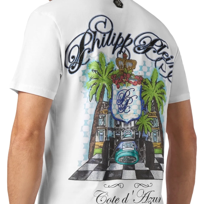 Philipp Plein T-Shirt T-Shirt The Course Mit Schmucksteinen weiss(Image 5)