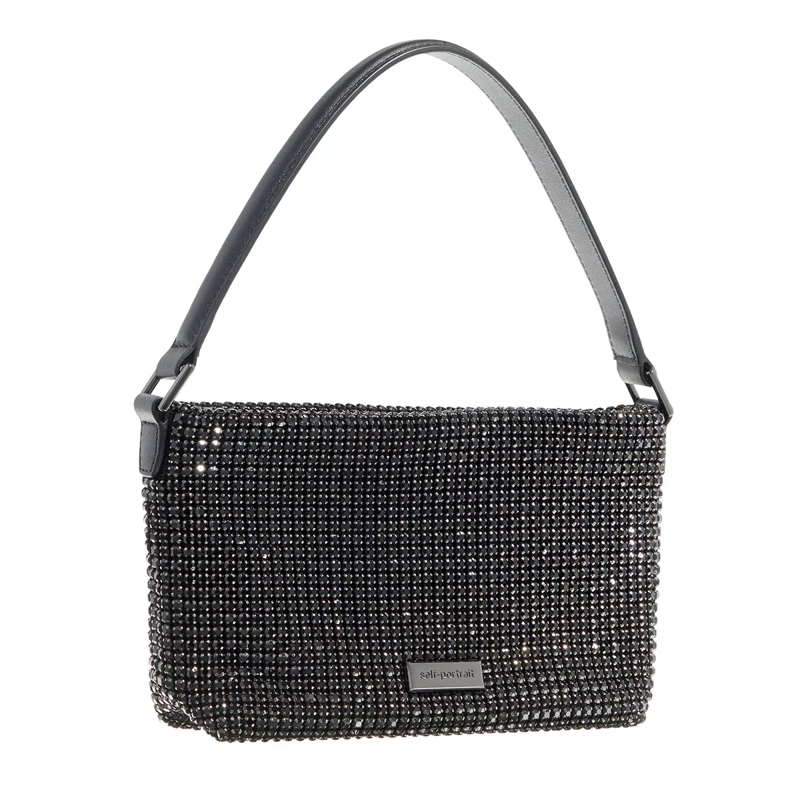 Self Portrait Pochette Diamante Small Hobo Bag Black(Image 3)