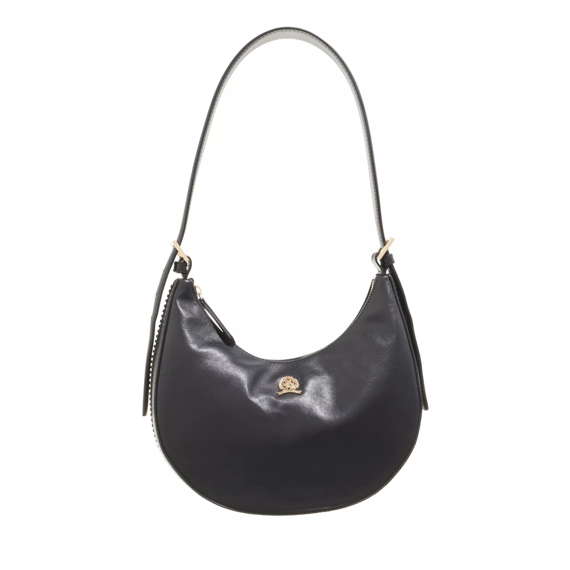 Tommy Hilfiger Hobo Bag - Crest Leather Shoulder Bag - Gr. unisize - in Schwarz - für Damen