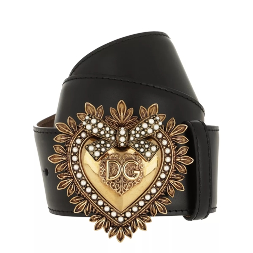 Dolce&Gabbana Devotion Logo Belt Leather Black Leather Belt