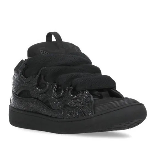 Lanvin Black Leather And Fabric Sneakers Black Low-Top Sneaker