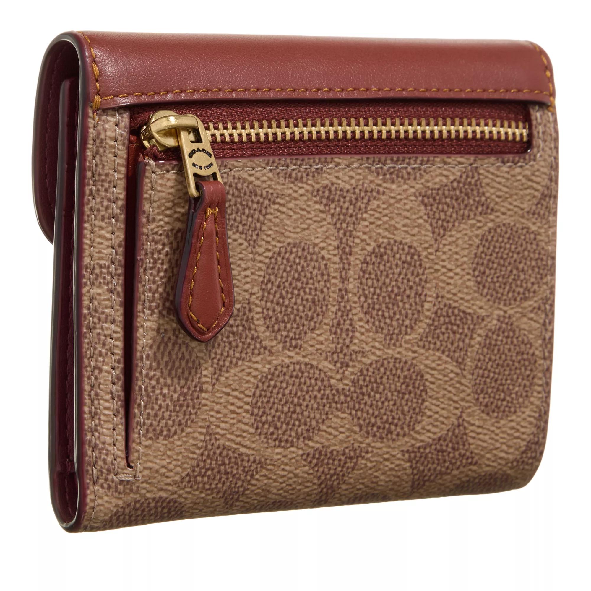Coach Colorblock Coated Canvas Signature Wyn Small Walle b4 tan rust Tri Fold Portemonnaie