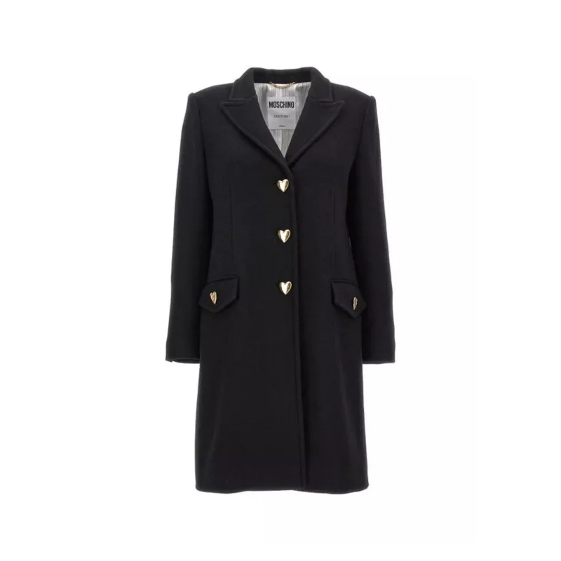 Moschino  Heart-Shaped Buttons Black Coat Black