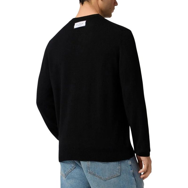 Philipp Plein Kaschmirpullover Cashmere Roundneck Pullover Jacquard Hexagon schwarz(Image 3)